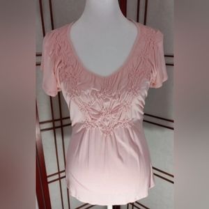 Kenar women's short sleeve top with front pleating pink sz S